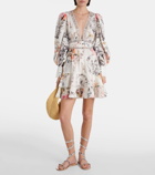 Camilla Floral linen and silk minidress