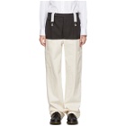 Raf Simons Brown and Off-White Wool Horizontal Cut Trousers