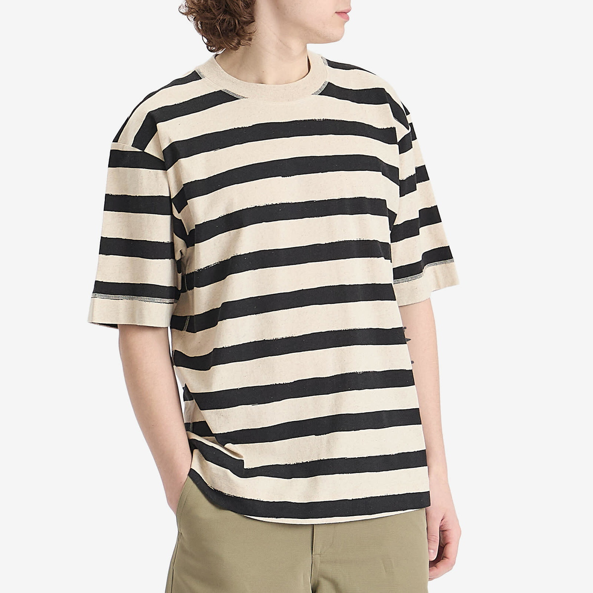 MHL by Margaret Howell Men's Matelot Stripe T-shirt in Natural/Black