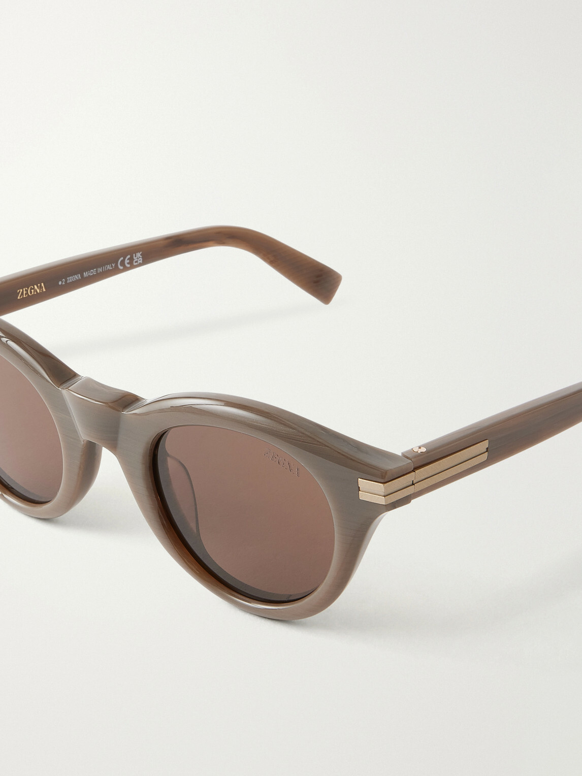 Zegna - Round-Frame Acetate Sunglasses