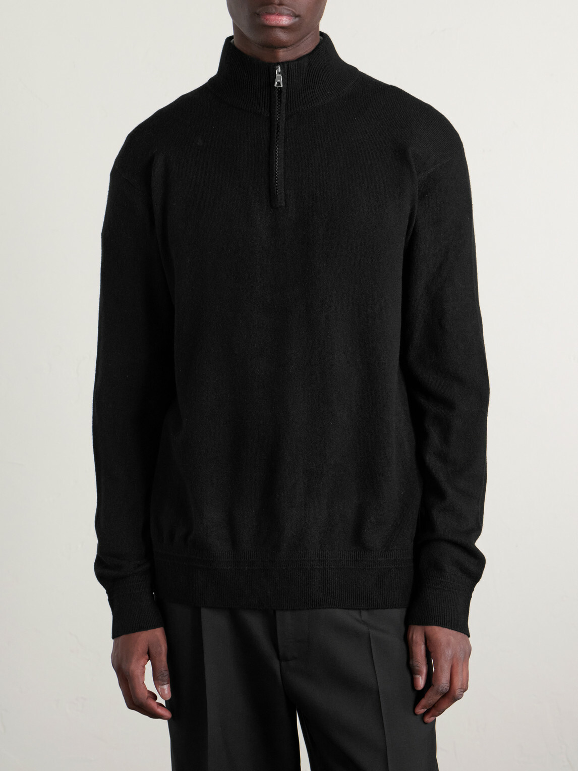 Mr P. - James Cashmere Half-Zip Sweater - Black
