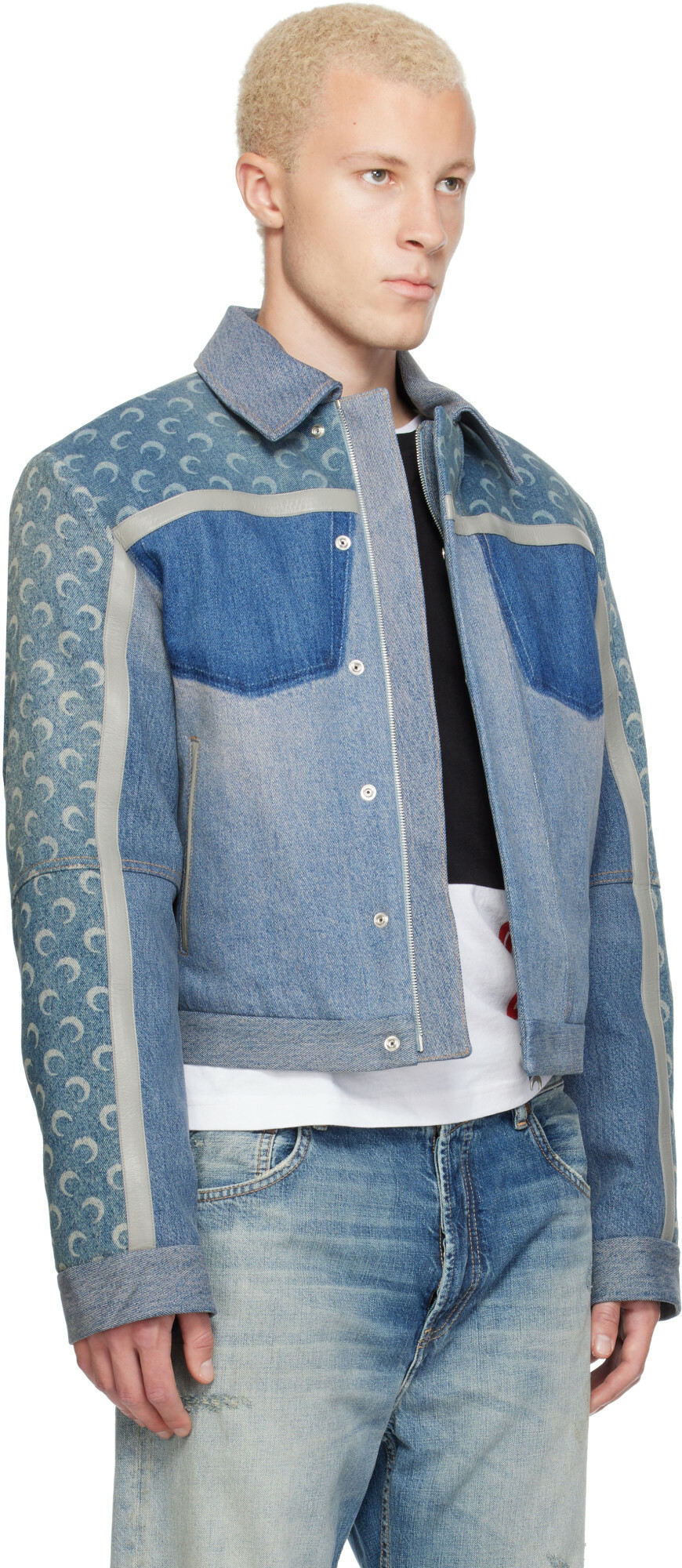 Marine Serre Blue Regenerated Boxy Denim Jacket