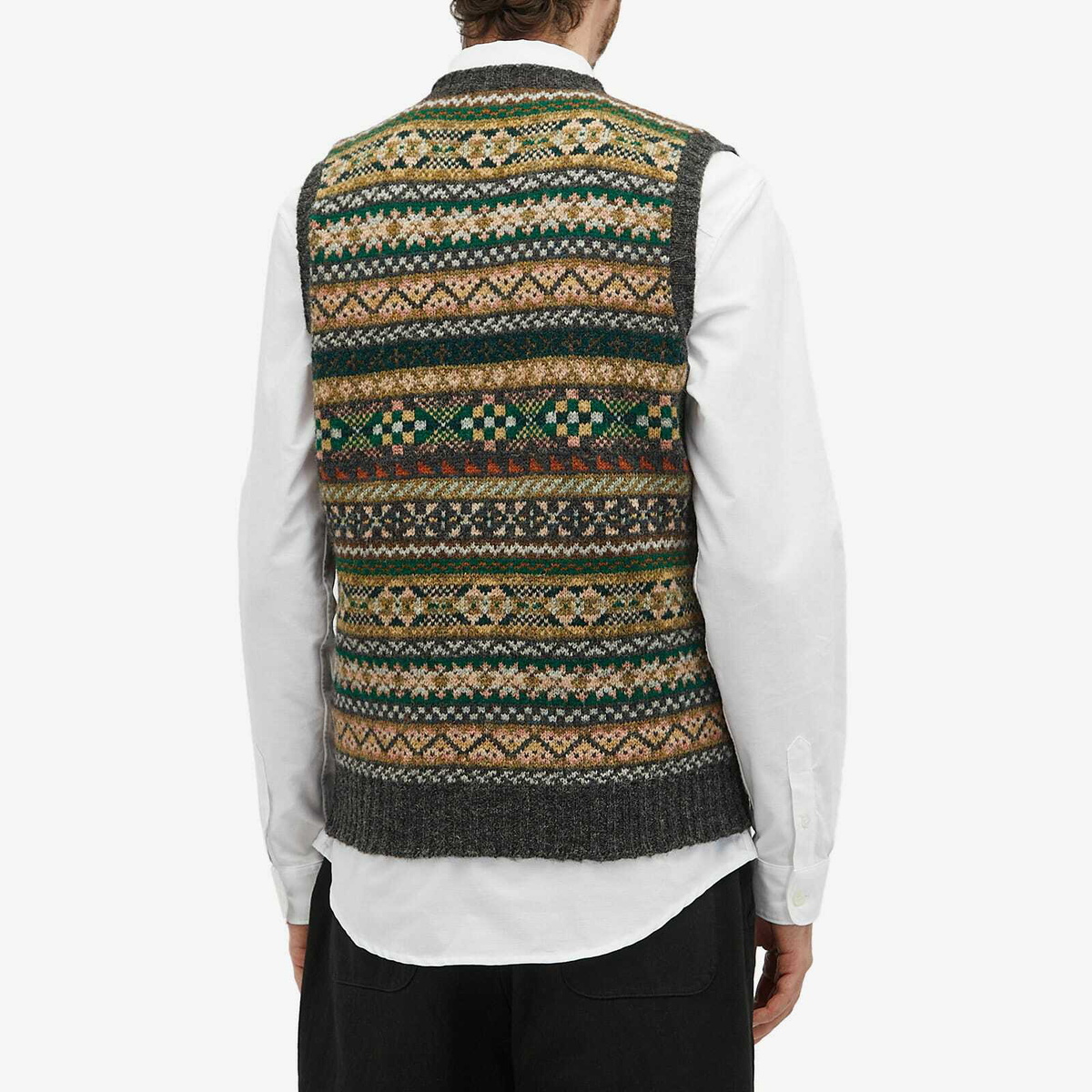 Drake's Men's Fair Isle Knitted Vest in Purple Multi Drake's