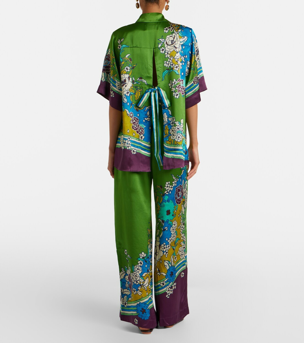 Alémais Nanci printed silk satin wide-leg pants
