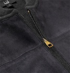 Dunhill - Suede-Panelled Ribbed Merino Wool Bomber Jacket - Blue