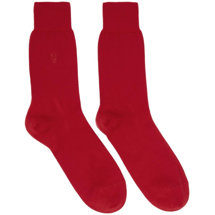 Photo: Alexander McQueen Red Tonal Skull Socks 
