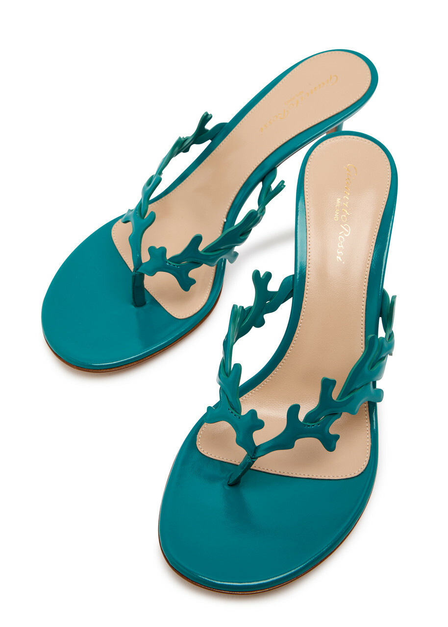 Gianvito Rossi Ocean 70 Patent Leather Thong Mules Teal