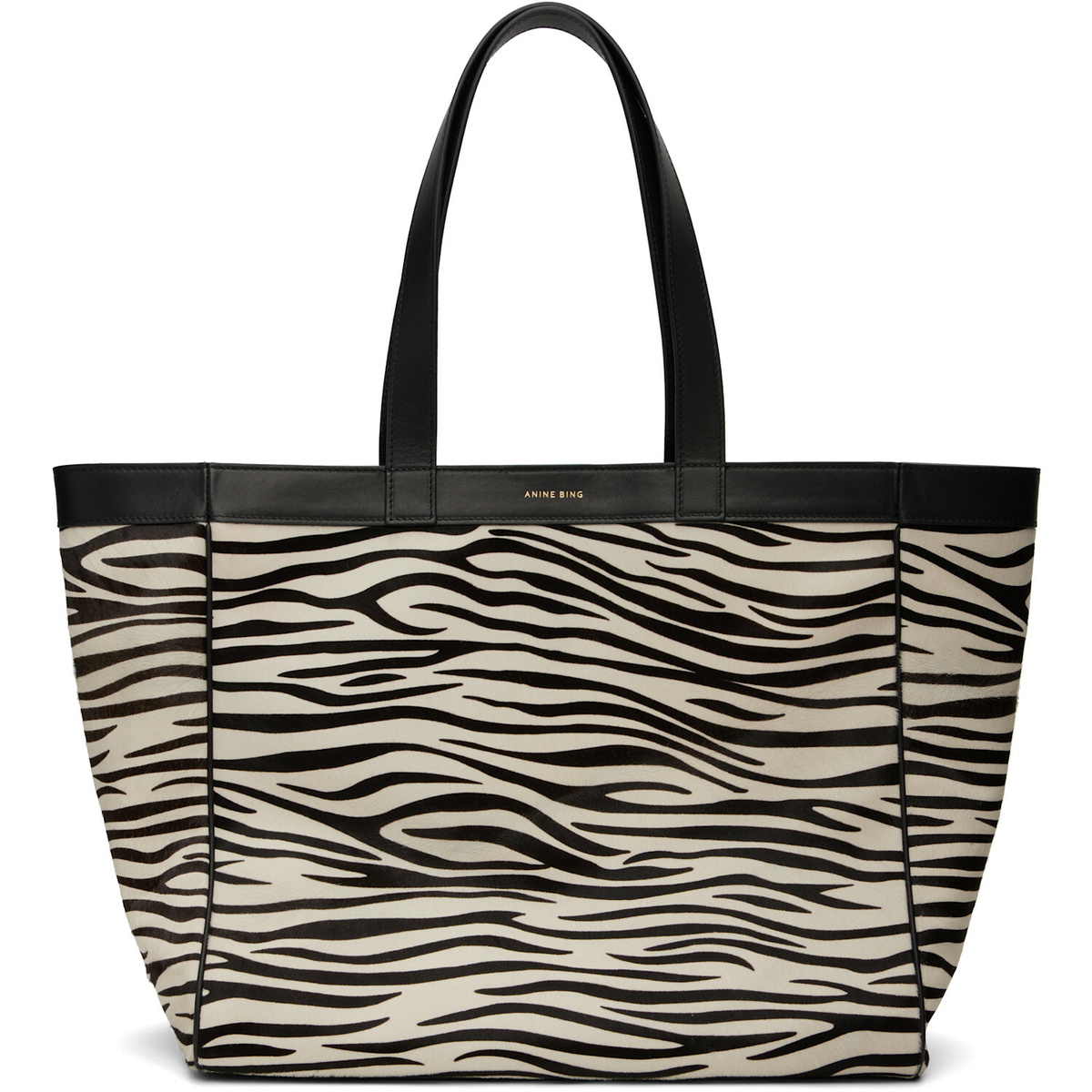 ANINE BING Black & White Medium Rio Tote