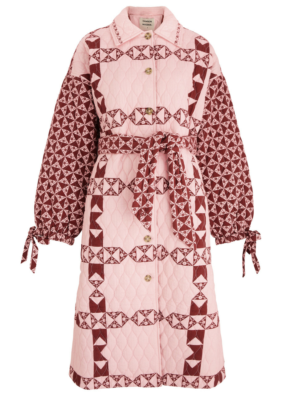 Damson Madder Dahlia Printed Quilted Cotton Coat Pink
