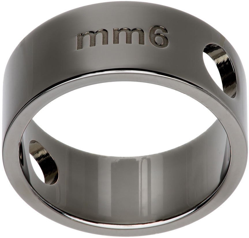 MM6 Maison Margiela Gunmetal Circle Hole Ring