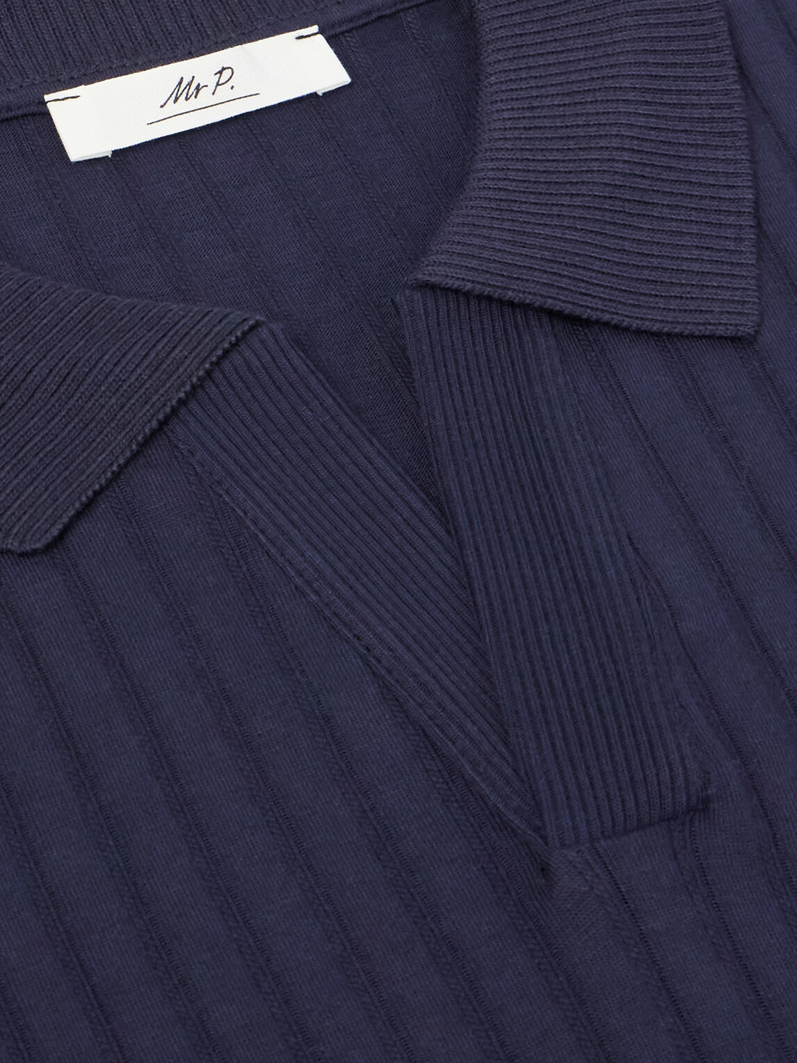 Mr P. - Organic Cotton Jacquard Polo Shirt - Blue