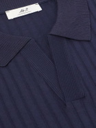 Mr P. - Organic Cotton Jacquard Polo Shirt - Blue