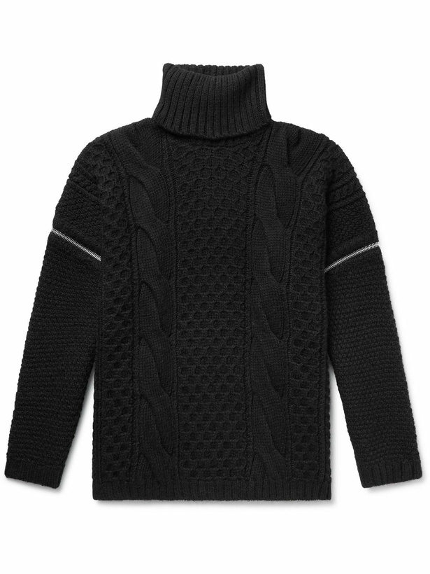 Photo: GUCCI - Convertible Cable-Knit Wool Rollneck Sweater - Black