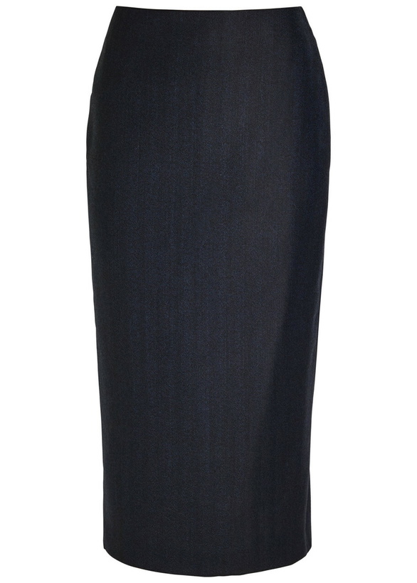 Photo: Blaze Milano Maine Sussex Longuette Wool Midi Skirt Dark Blue