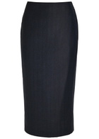 Blaze Milano Maine Sussex Longuette Wool Midi Skirt Dark Blue
