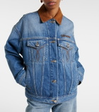 Versace Trucker suede-trimmed denim jacket