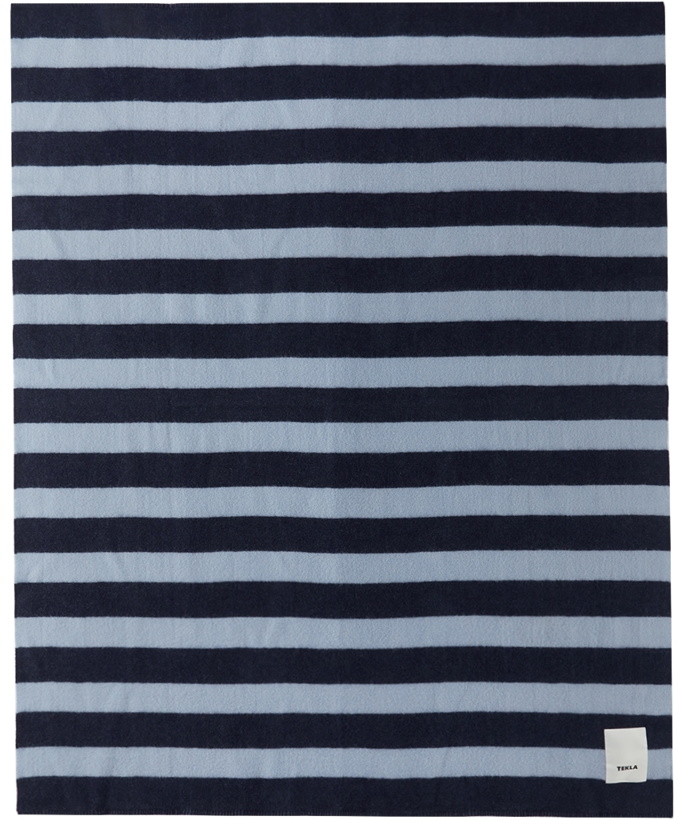 Photo: Tekla Blue & Navy Stripe Pure New Wool Blanket