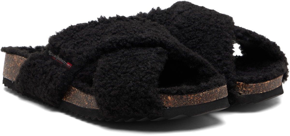 Diesel Black D-Woodstock Cross Sandals