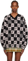 We11done Pink Chess Board Sweater