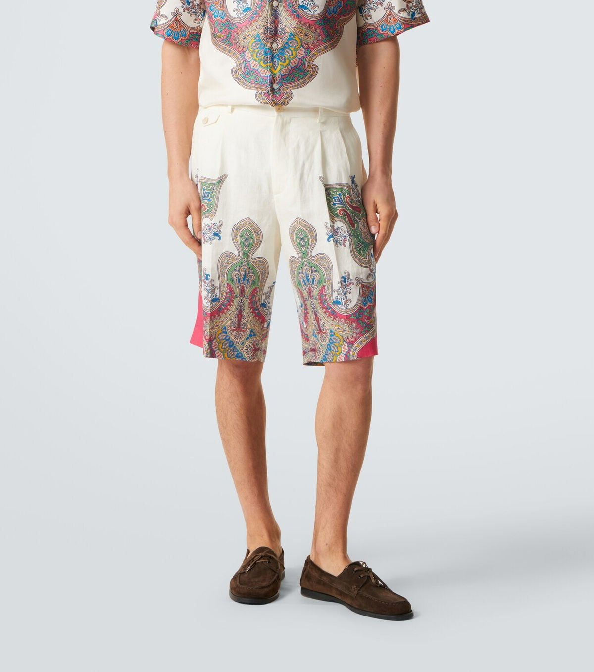 Etro Paisley linen Bermuda shorts