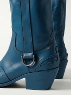 Enfants Riches Déprimés - Distressed Leather Cowboy Boots - Blue