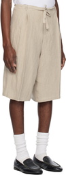 SOSHIOTSUKI Beige Linen Washer Judo Shorts