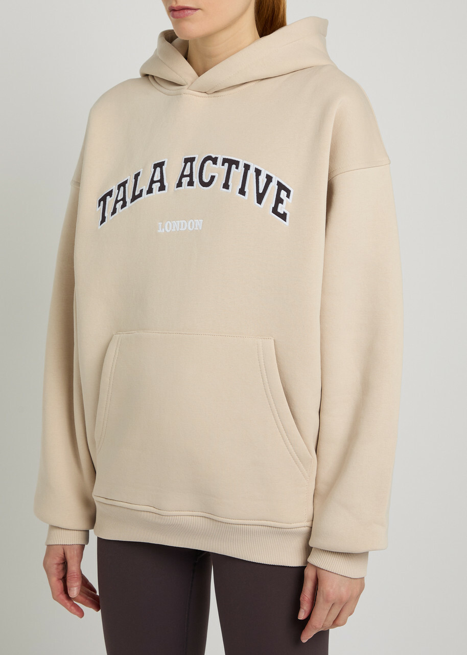 Tala Logo-embroidered Hooded Cotton-blend Sweatshirt Beige