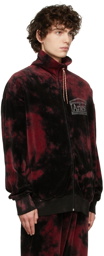 Aries Red Tie-Dye Rhinestone Temple Velour Zip Through