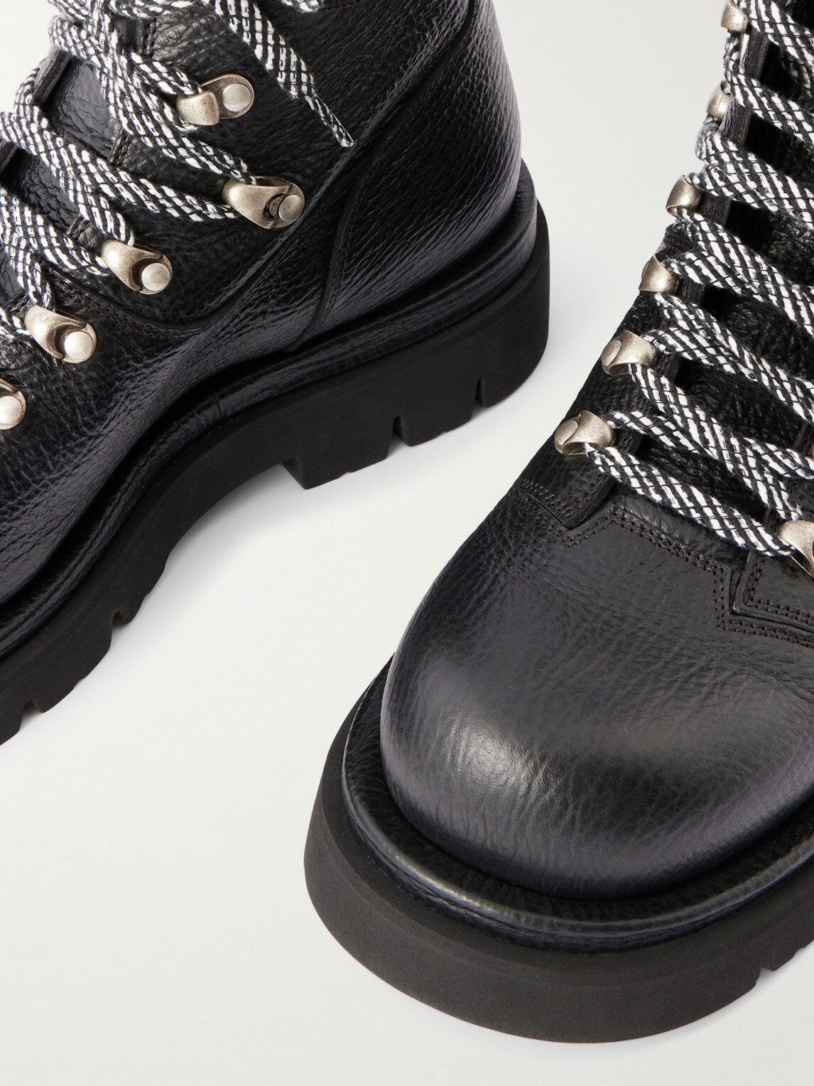Bottega Veneta - Full-Grain Leather Hiking Boots - Black