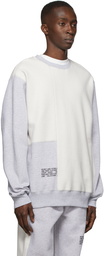 Helmut Lang Grey & Off-White Colorblock Crewneck