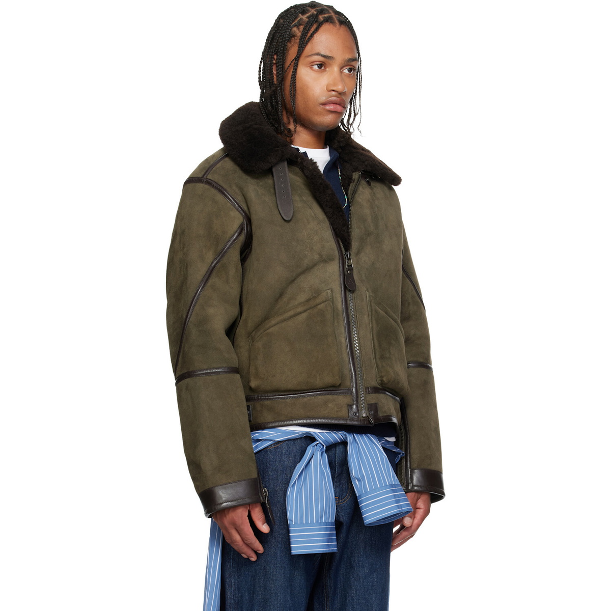 Polo Ralph Lauren Khaki Shearling Flight Jacket