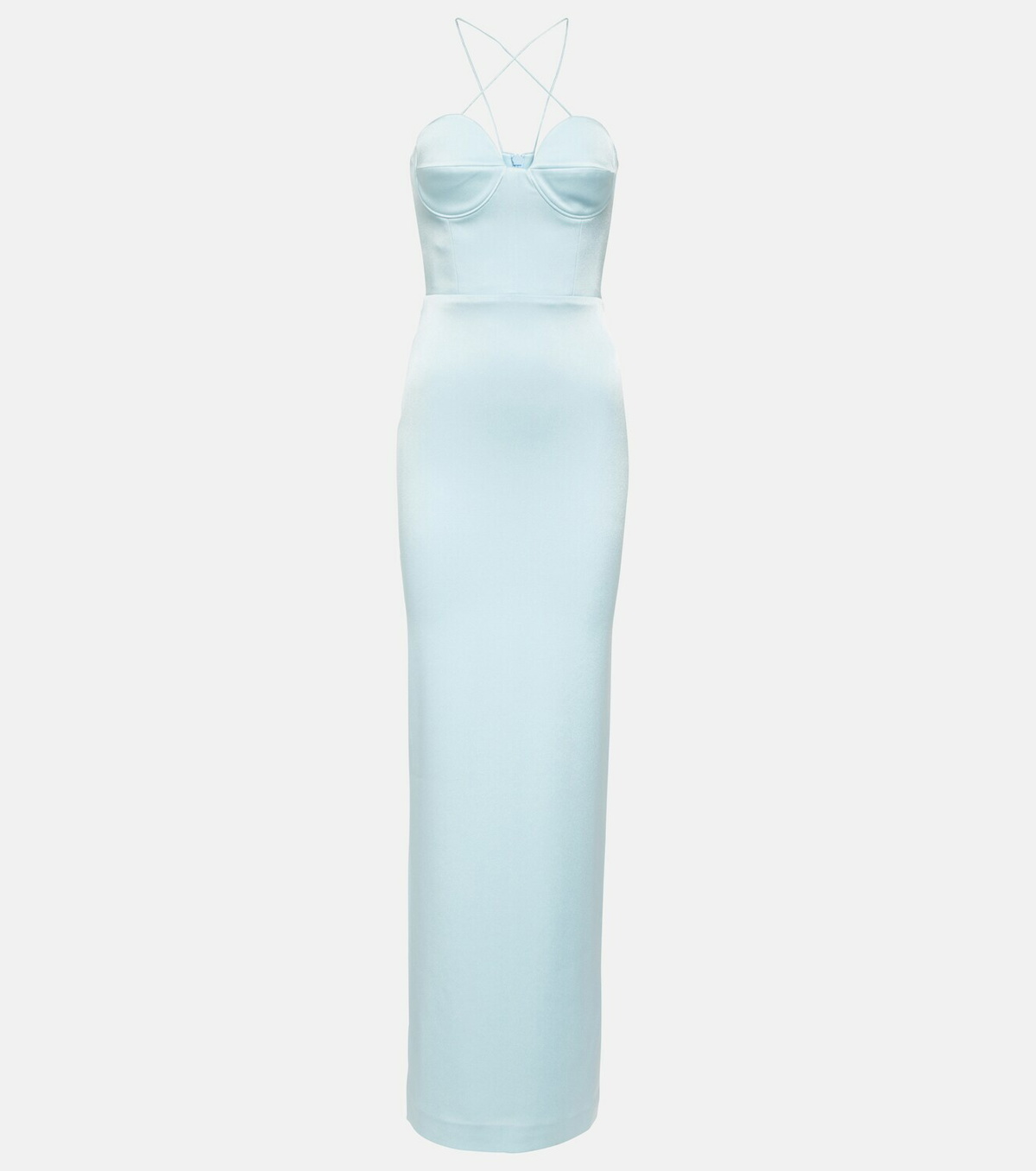 chinese dress ladies Florence - Cement Satin Maxi Slip Dress