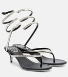 Rene Caovilla Embellished satin thong sandals