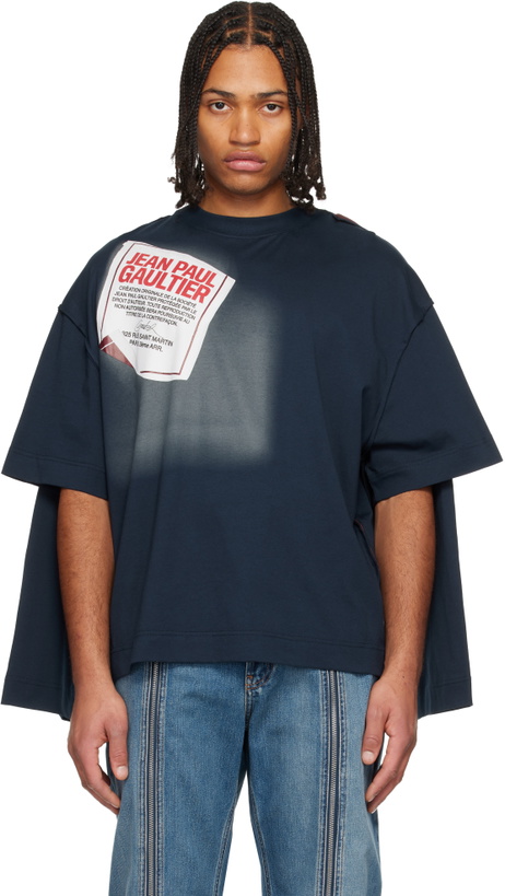 Photo: Jean Paul Gaultier Navy 'The Gaultier Label' Double T-shirt