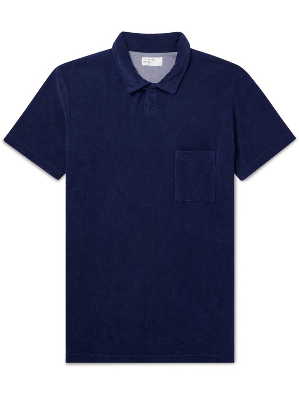 Photo: Universal Works - Cotton-Blend Terry Polo Shirt - Blue