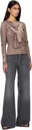 Marine Serre Gray Moon Laser High-Waist Flare Jeans