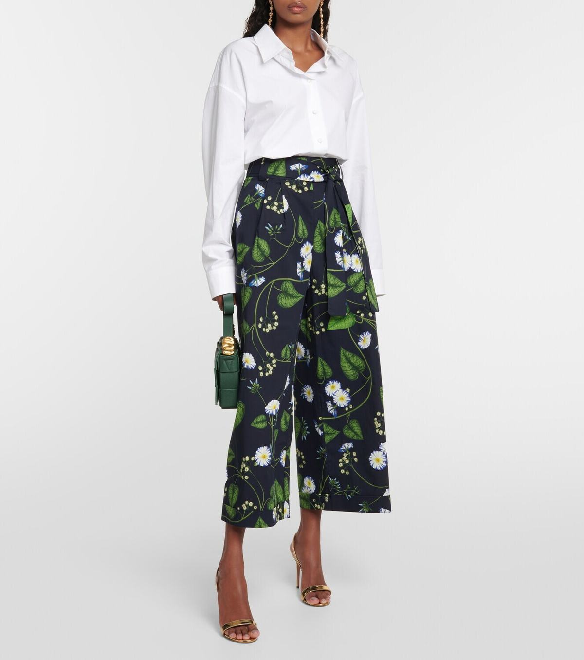 Oscar de la Renta Floral cotton poplin culottes