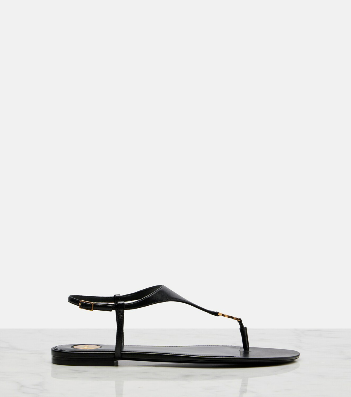 Saint Laurent Cassandre leather thong sandals