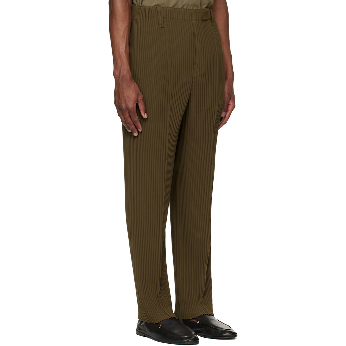 HOMME PLISSÉ ISSEY MIYAKE Khaki Tuxedo Pleats Trousers