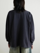 Balenciaga - Laurel Embroidered Distressed Cotton-Piqué Polo Shirt - Black