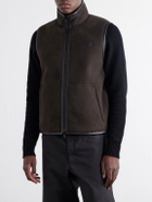 Moncler - Rysfen Logo-Appliquéd Leather-Trimmed Shearling and Quilted Shell Down Gilet - Brown
