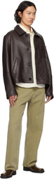 AMI Paris Burgundy Buttoned Leather Jacket