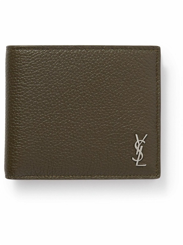 Photo: SAINT LAURENT - Logo-Appliquéd Full-Grain Leather Billfold Wallet - Green