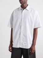 WTAPS - Logo-Appliquéd Striped Poplin Shirt - Gray