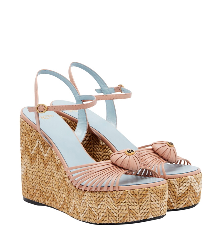 Photo: Valentino Garavani Cœur Royal leather espadrille wedges
