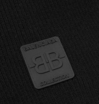 Balenciaga - Slim-Fit Logo-Appliquéd Ribbed Wool Sweater - Men - Black