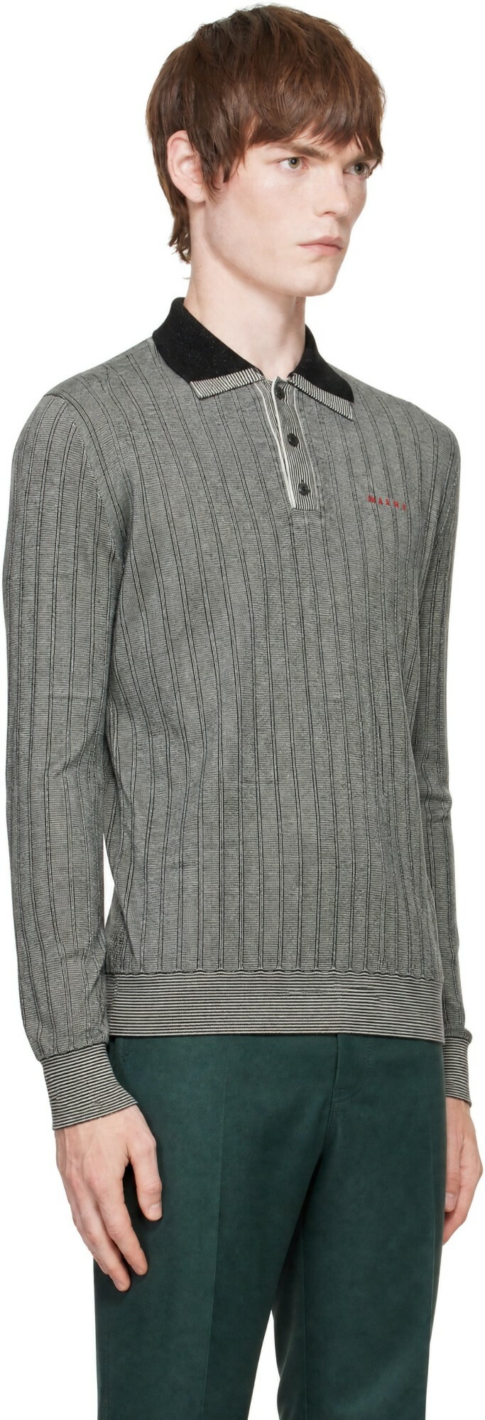 Marni Black & White Virgin Wool Polo