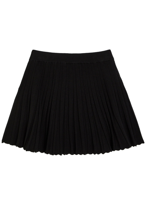 Photo: Loveshackfancy Willany Pointelle Knit Mini Skirt Black
