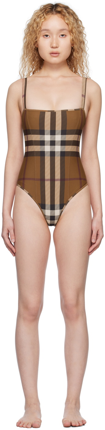 Burberry Brown Check One Piece Swimsuit Burberry