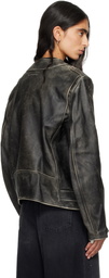 MM6 Maison Margiela Brown Faded Leather Jacket